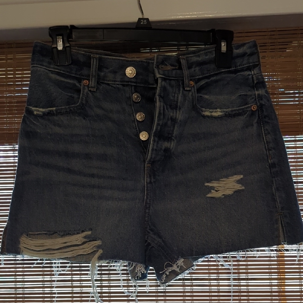 Express Blue Jean Shorts High-Waisted Distressed